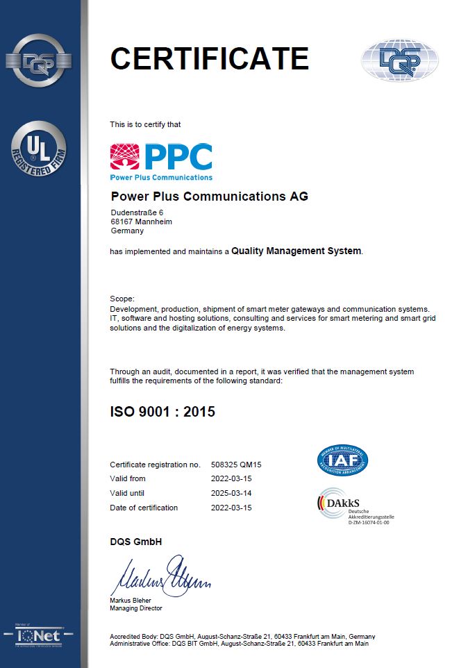 ISO 9001:2015 certificate